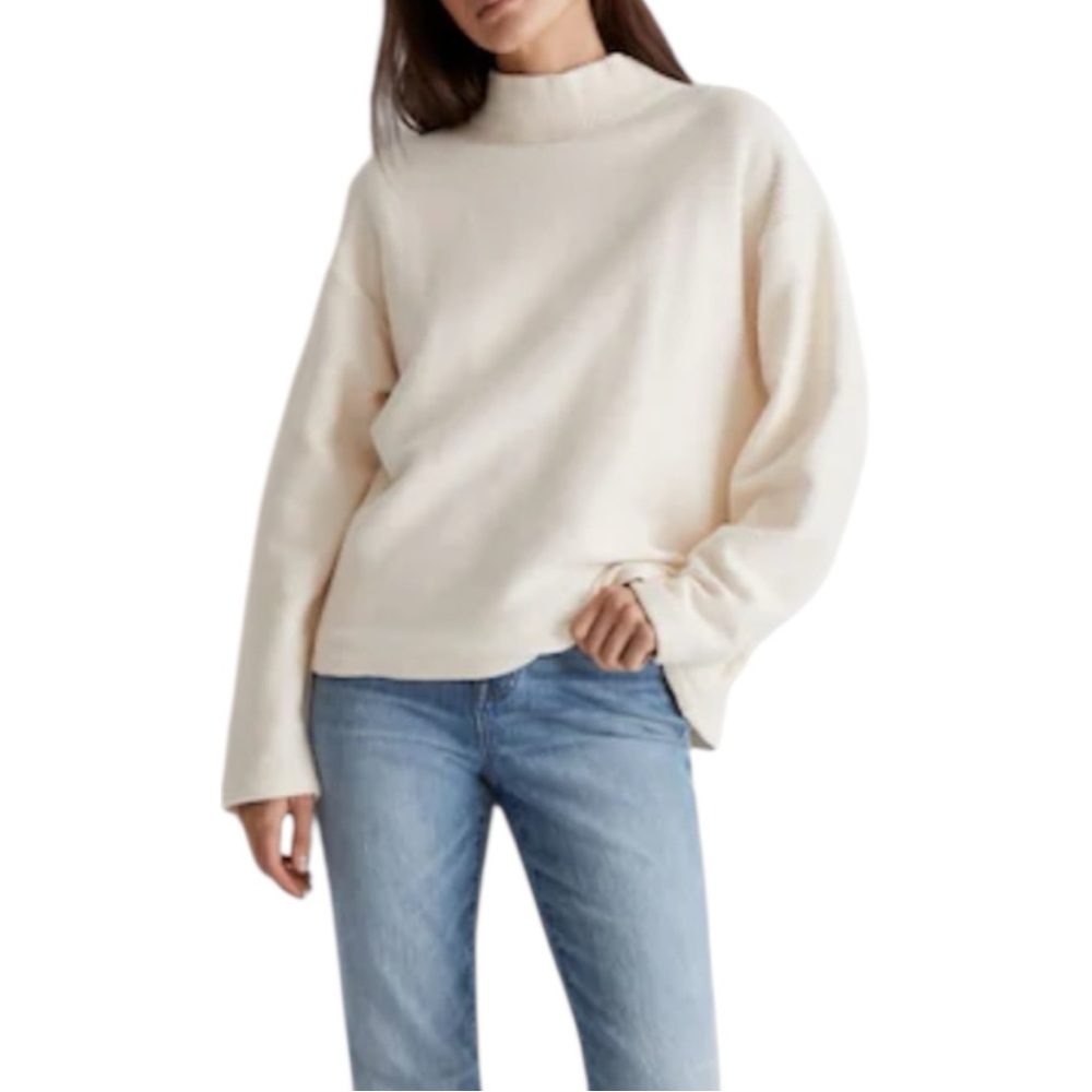 Madewell Texture & Thread High Neck Cream Sweater